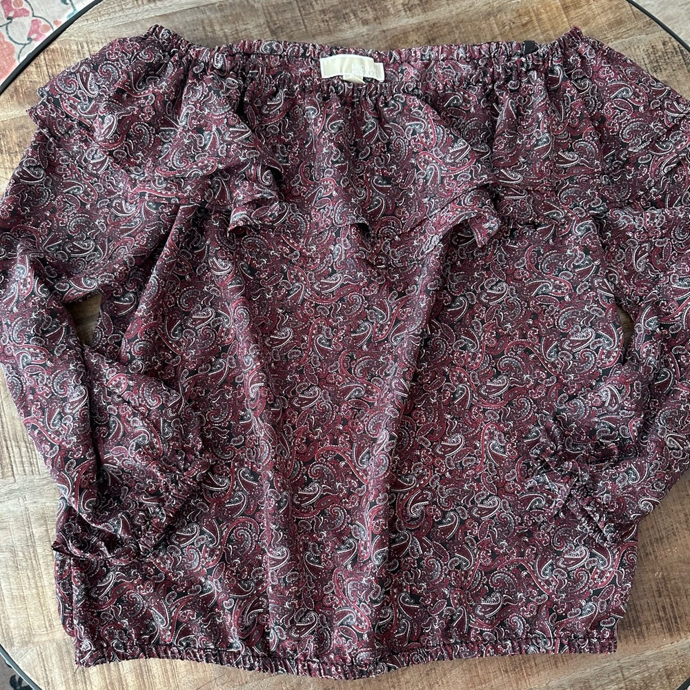 Michael Kors Plum Paisley Off The Shoulder Top